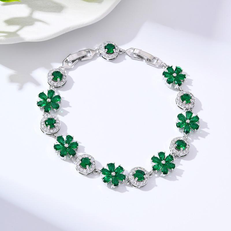 

Настоящий фиолетовый драгоценный камень, блестящий циркон Мори браслет для девушки, женские высококлассные цветочные украшения. Free extension buckle зелёный