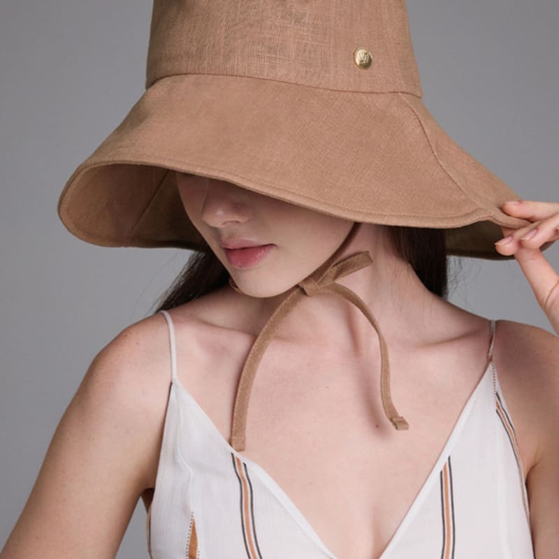WHITE SANDS Linen Unbalanced Floppy Hat Rosla (4 Colors)