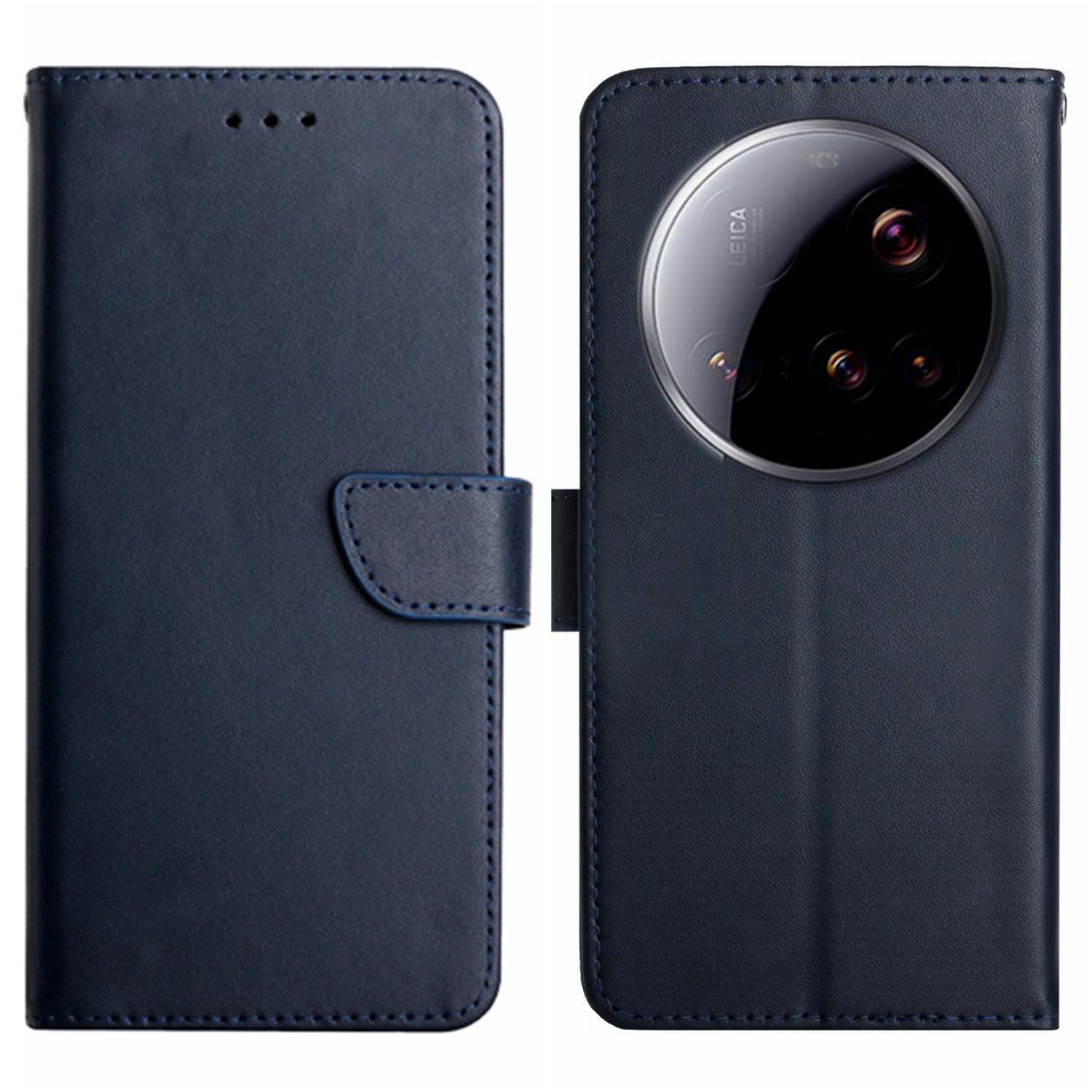 

For Xiaomi 15 Ultra Case Genuine Cow Leather Phone Cover Nappa Texture Blue