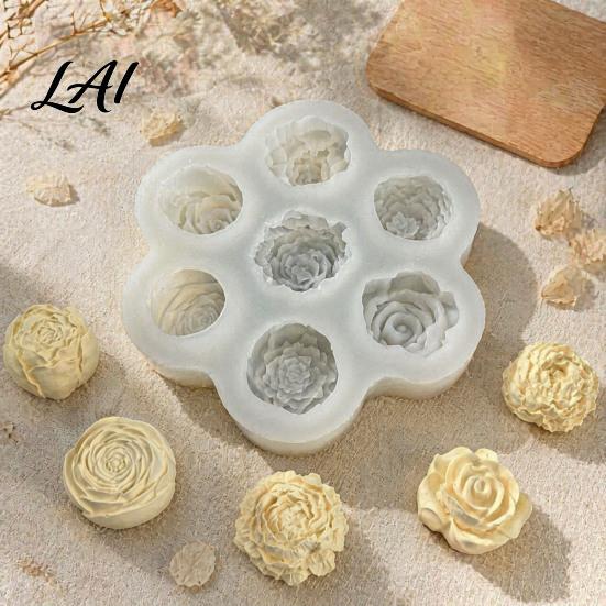 Easy Clean Silicone Molds Rose Peony Mold 7 Cavities Baking Mold for Making Cake Home Chocolate Candle Soap Non Stick Flexible Pastry Jelly Pudding