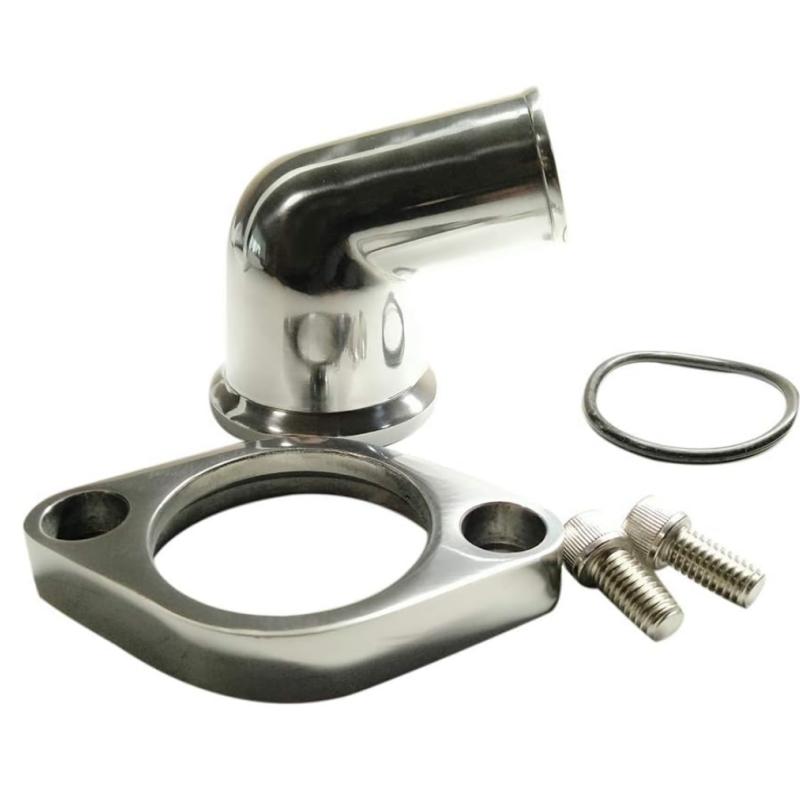15°/45°/90° Swivel Polished Water Neck Thermostat Housing for Chevrolet SBC BBC 283 302 305 327 350 383 396 427 454 502 Silver