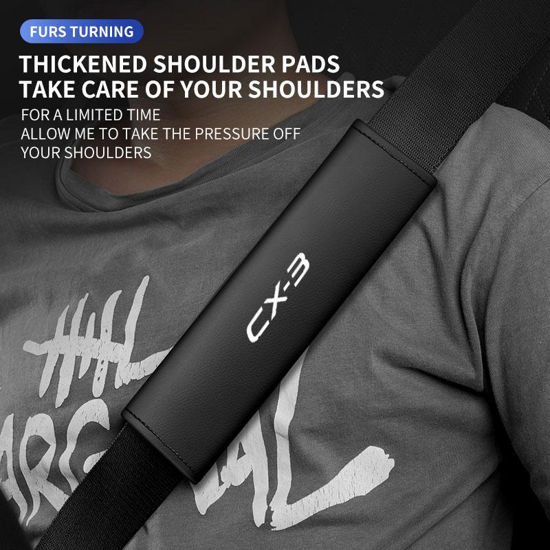 Car Styling Seat Belt Cover Leather Seatbelt Shoulder Strap Protector Pads For Mazda CX3 CX7 CX4 CX8 CX30 car Accessories