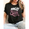 Women's BINGO Letter Print Tee Crew Neck Short Sleeve Casual Top