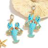 Ocean Series Personalized Earrings Diamond Lobster Decorative Earrings Lobster Earrings  Vacation