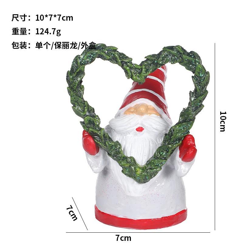 Christmas Gnome Figurines Resin Garden Decor Holiday Home Tabletop Ornament Red Gray