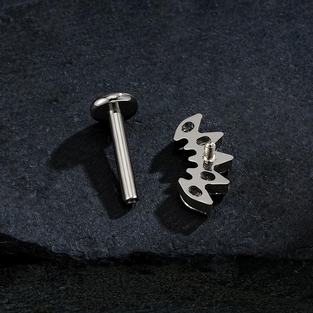 Right Grand ASTM F136 Titanium 5 Marquise CZ Crown Cartilage Earring 16G Cluster CZ Flat Back Helix Stud Nose Piercing Jewelry