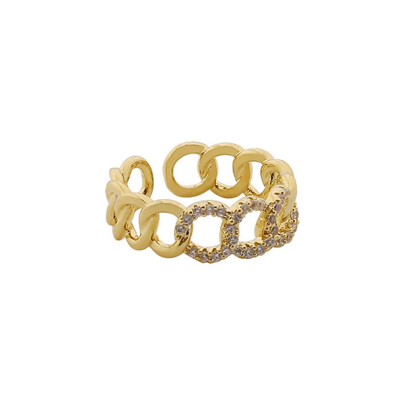 Women's Trendy Cold Aesthetic Gold-Plated Ring with Copper Inlaid Zircon – Retro Internet Celebrity Design