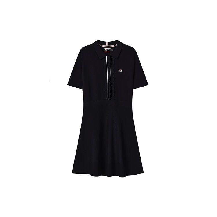 

FILA Loose Fashion Commuter Polo Neck Sports Casual A-Line Short Sleeve Dress Women dresses Legendary-Blue F11W231301F-NV S