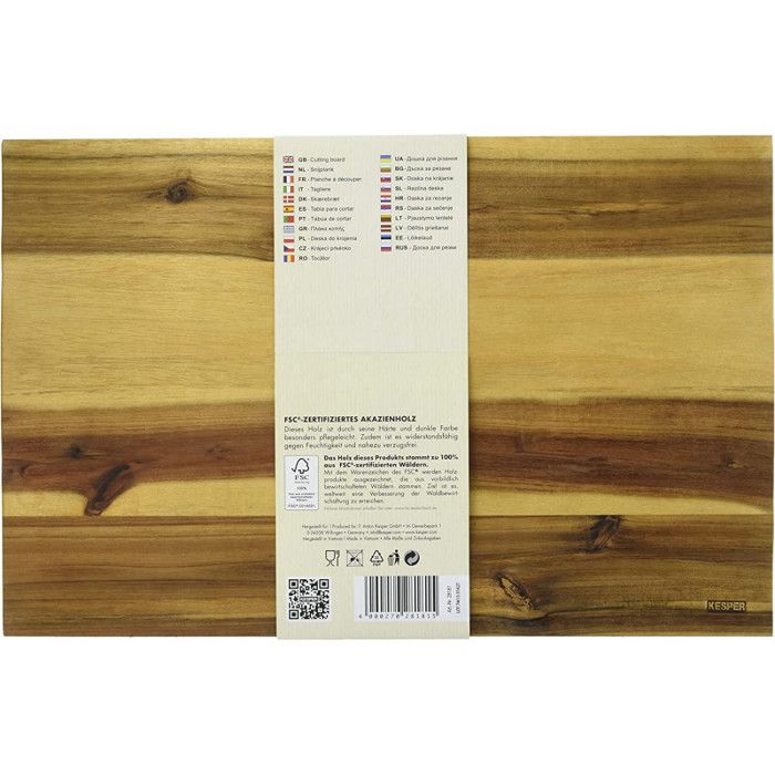 Planche à découper - kesper - 28181 - acacia - 40x26x1,5 cm - idéale pour viande et légumes