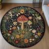 Floral Mushroom Round Rug Flancel Enchanted Forest Themed Living Room Bedroom Floor Mat Nature Inspired Home Decor Intricate