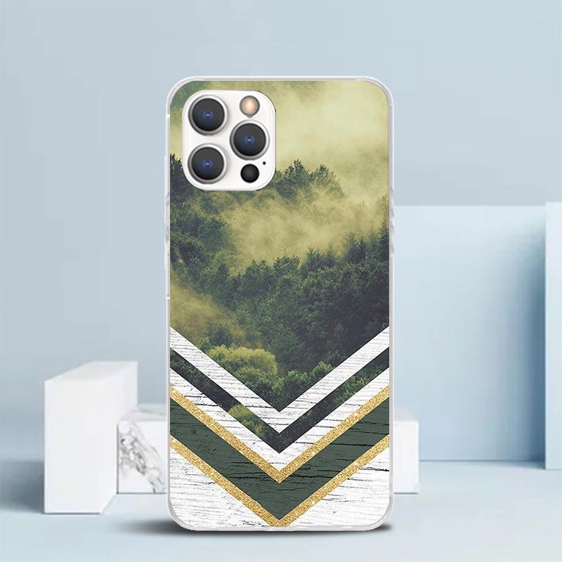 Forest Geometry Wood Nature Phone Case For IPhone 16 17 Air 16E 15 14 Plus 13 Mini 12 11 Pro Max 7 8 + SE 2020 Soft TPU Back Cov
