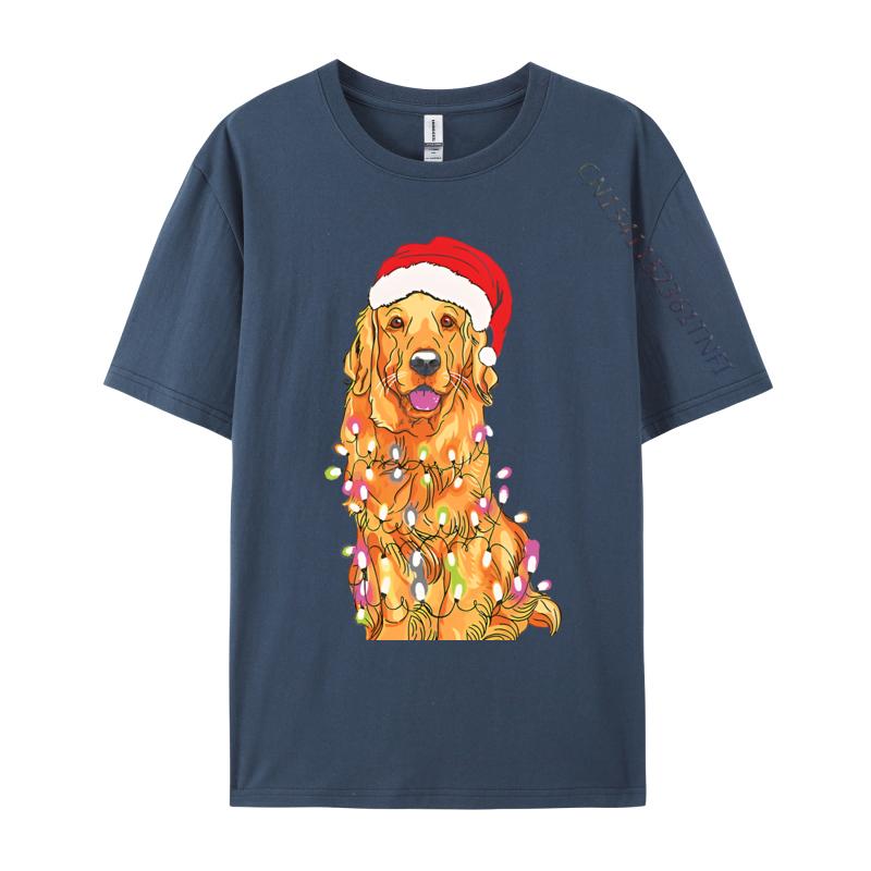 Christmas Pajama Golden Retriever Tshirts Cotton High Street Teeshirt Hip Hop Men Top Tshirts 3D Style