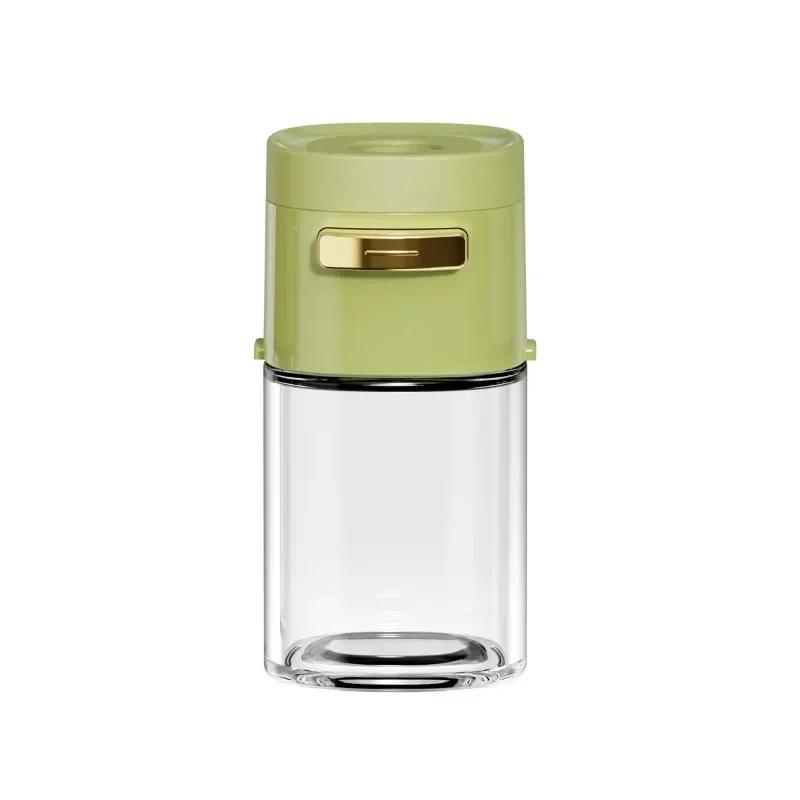 1pcs Glass Quantitative Seasoning Jar, Press-Type Salt Control Bottle, Kitchen Household Seasoning Can, Sealed Salt Jar