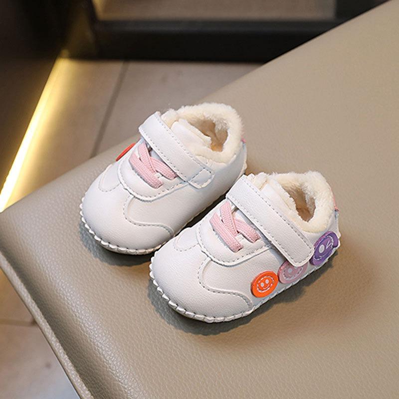 Winter Walking Shoes for Boys and Girls, Soft-Soled Infant Cartoon Fleece-Lined Cotton Shoes. 14 розовый