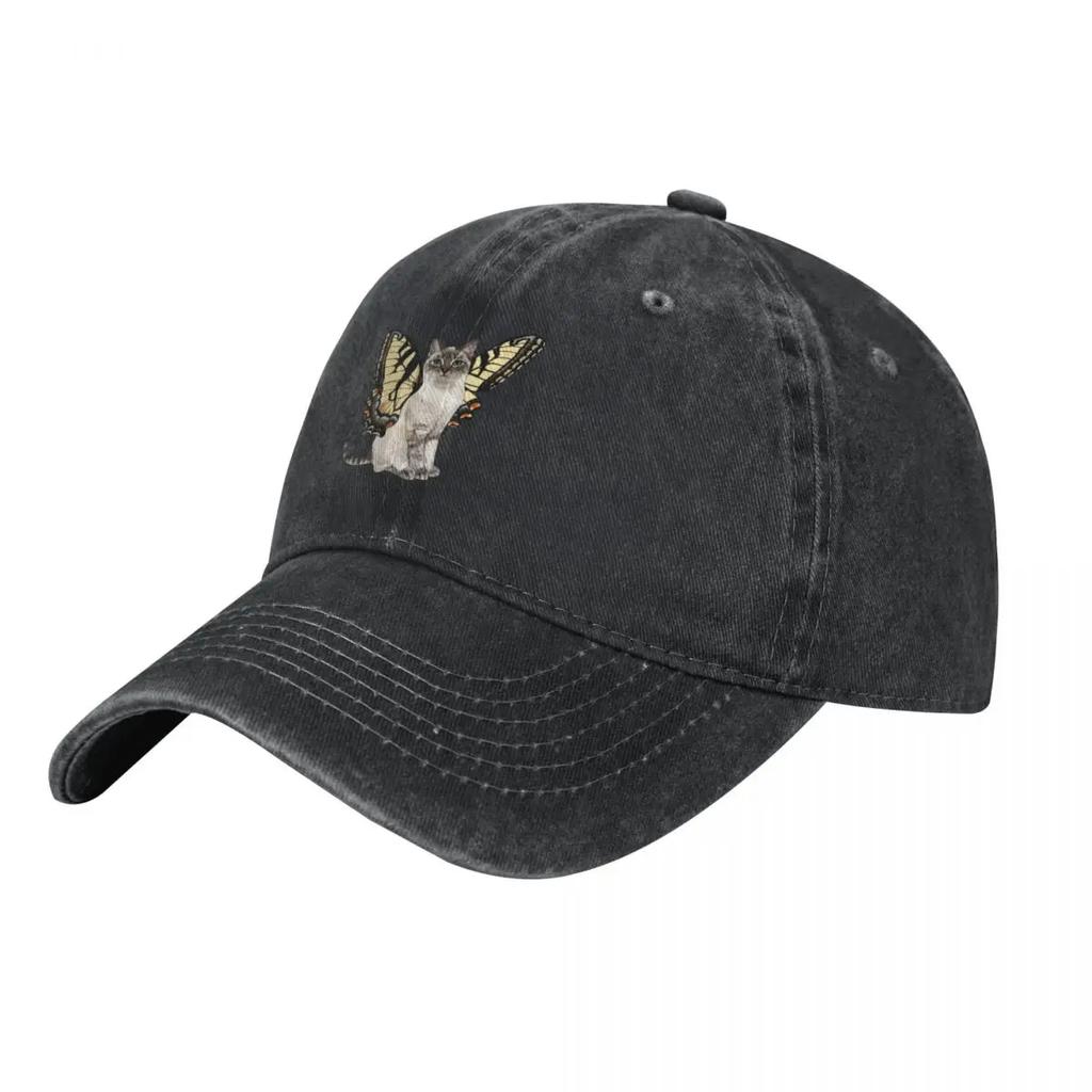 Eastern Tiger Swallowtail Butterfly Cat Baseball Cap Trucker Hat Derby Hat Golf Hat Genuine Women Hats Unisexs
