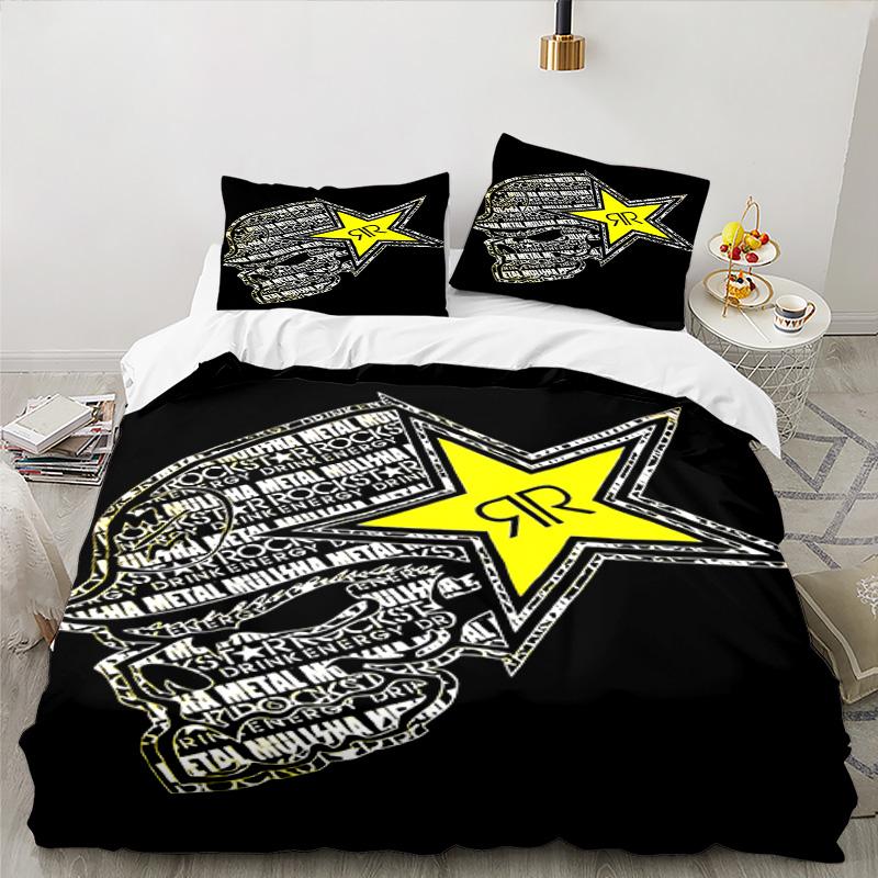 3PCS Rock Energy Bedding Set Printed Duvet Cover Closure Includes 1 Duvet Cover & 2 Pillowcases for All Seasons Bedroom Decor
