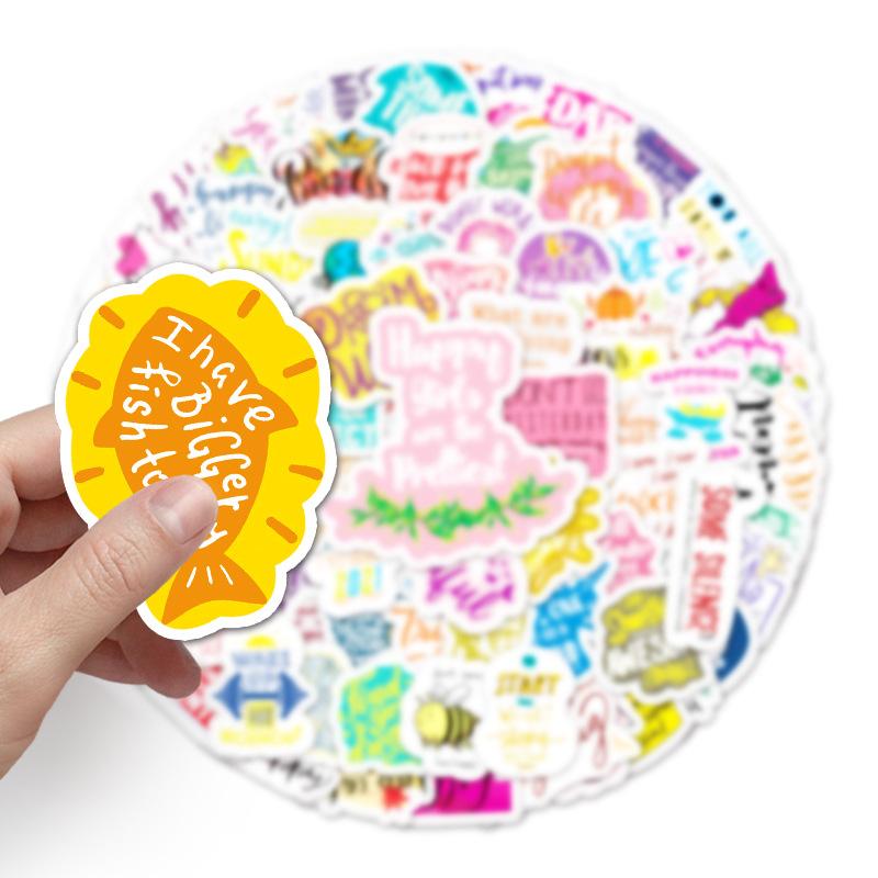 100 Inspirational English Learning Slogans Doodle Stickers Luggage Tablet PC Car Fridge Decorative Stickers