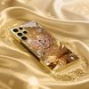 gold-plated phone compatible with Samsung Galaxy S26 S25 S24 S23 S22 Ultra Plus. made  tempered glass decorated heart pattern