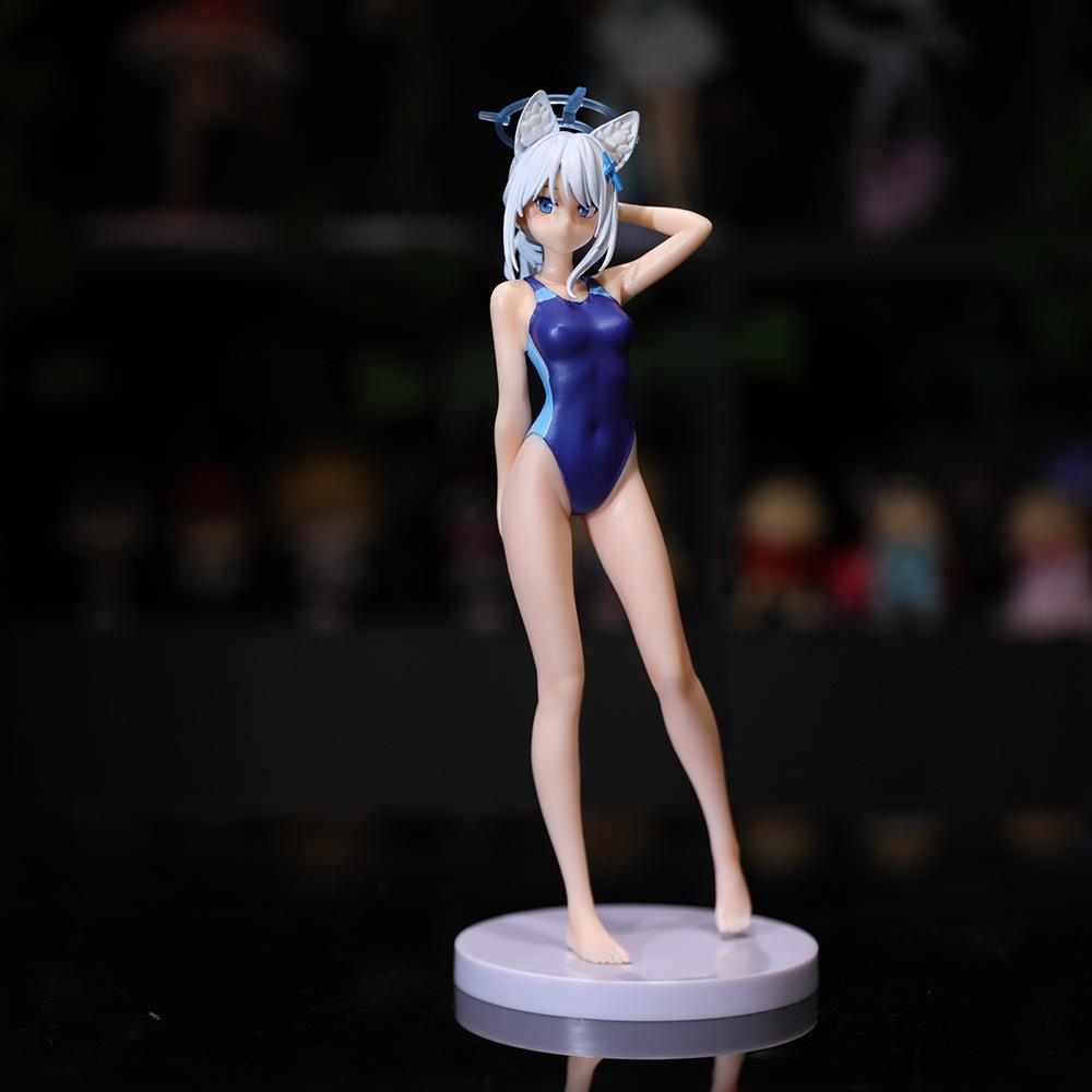 23CM Anime Game Azur Lane Sunaokami Shiroko Swimsuit Deadpool Anime Model Plaything Standing Posture Present Collection Action Figure