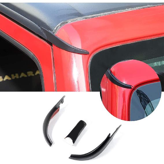 RT-TCZ Hard-Top Roof Rainwater Guard Diverters Channel Slot Gutter Extension Accessories for 2007-2017 Jeep Wrangler JK JKU 2 Door 4 Door, 2PCS
