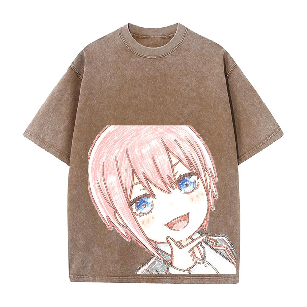 Hot Anime The Quintessential Quintuplets Ichika Cute Graphic Tee Men Women Washed Cotton Tshirt Casual T-shirt Vintage T Shirt