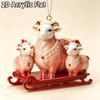 2D Flat Acrylic Christmas Hanging Pendant Red Gold Chinese Zodiac Goat Xmas Tree Ornament New Year Car Pendant