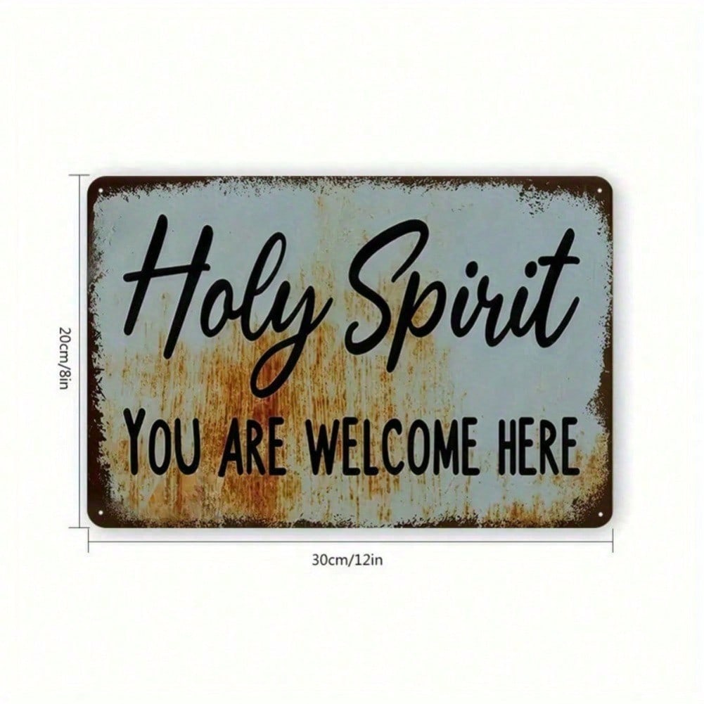 

Vintage Religious Metal Tin Sign Welcome Quote Christian Wall Art 8x12 Inches 20x30 разноцветный