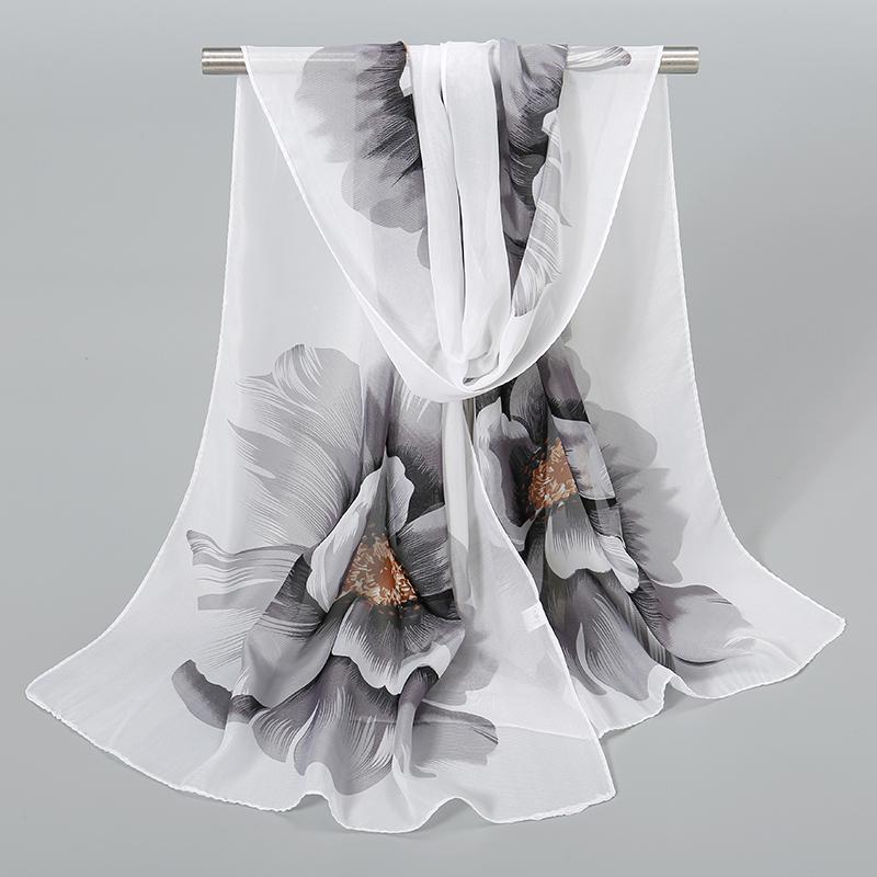 Spring Printed Chiffon Scarf Floral Printed Beach Shawl Lightweight Neck Scarf Summer Neck Sun Protection Scarf Shawl 150*50cm