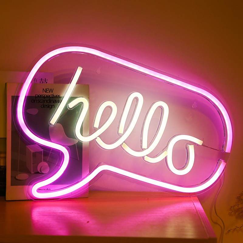 Hello Neon Led Sign Shop Bar Restaurant Hotel KTV Decor Light Neon Bedroom Wall Kitchen Personalized Night Light Home Decor USB