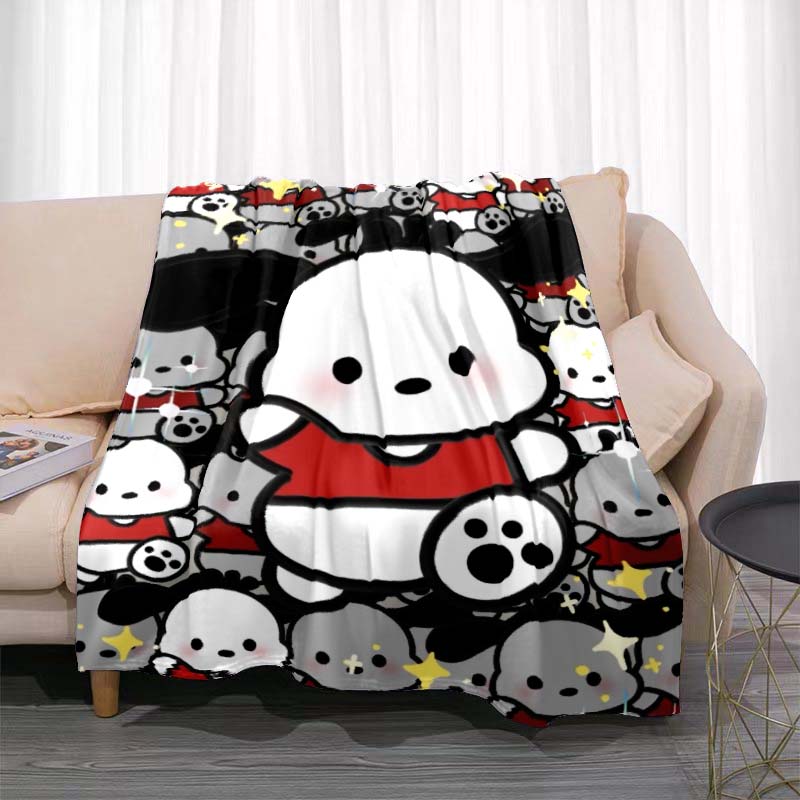 This Cute Pochacco-print Cartoon Blanket Is Made of Warm and Comfortable Flannel and Is Suitable for Bedrooms, Sofas, Beds,
