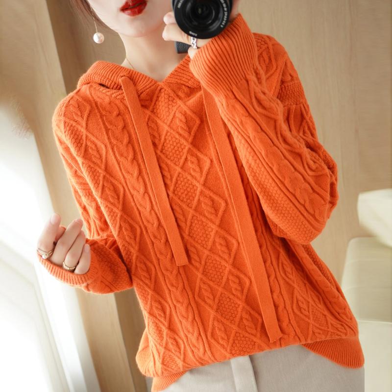 Women Knitted Hoodie Sweater MODERN NEW SAGA Winter Knitted Pullover Sweatshirt Autumn Cashmere Wool Sweaters Female Jumper
