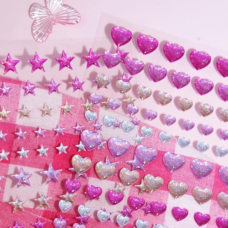 Colorful Glitter Heart Stars Crystal Drop 3D Stickers Scrapbooking DIY Journal Stationery Sticker Sheet Decor Gift