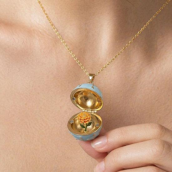 Openable Oval Pendant Necklace Dainty Birth Flower Necklace January To December