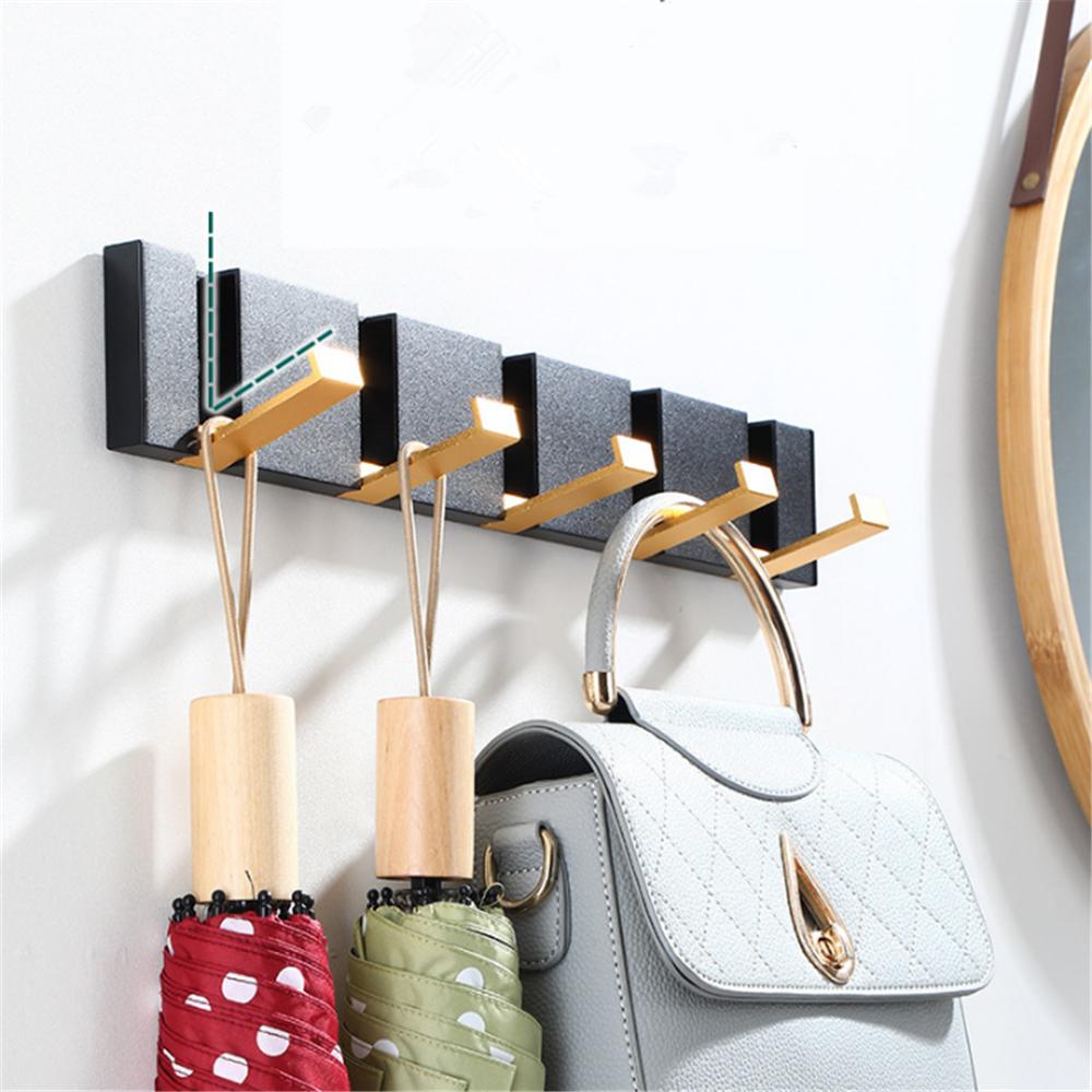 Black Towel Hanger  Robe Hook Folding Clothes Hook Black Gold Clothes Rack Hanger Aluminum Kitchen Hook Door Hanger Wall Mounted