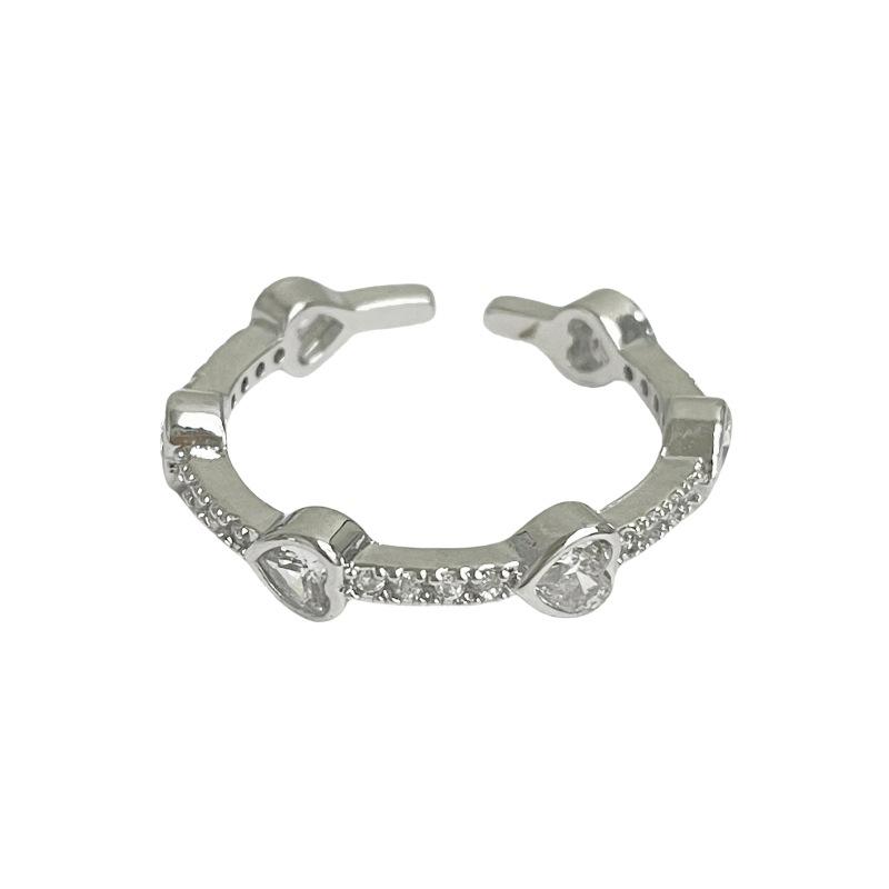 Simple And Fashionable Geometric Diamond-Encrusted Zir*****Pen Ring Niche Light Luxury High-End Cold Wind Accessories