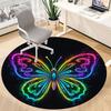 1PC Neon Butterfly Office Round Area Rug, Indoor Mat Suitable For Office, Under Office Chairs Bedroom Living Room Home Decor, Room Deco 105