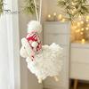 Cute Christmas Table Decor Plush White Sheep Ornament, Knit Hat Lamb Tabletop Decoration, Soft Fluffy Decorative Accents Fabric Hanging Pendant