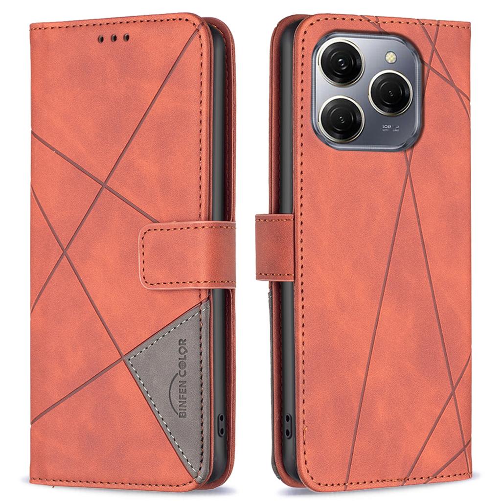 BINFEN COLOR For TECNO Spark 20 Pro 5G Phone Cases Wallet Stand Geometry Imprint Leather Cover