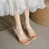 Leather Sheepskin Transparent High-heeled Sandals Women's 2025 New Waterproof Table with Crystal Heel Thick Heel Cool Slippers