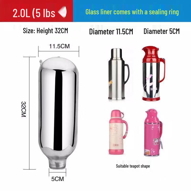 Universal Small-Caliber Glass Thermos Liner for Hot Water Bottles