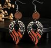 New Water Drop Leopard Print Patchwork Wood Earrings