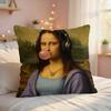 Mona Lisa Funny Abstract Cushion Cover Silky Short Plush Invisible Zipper Dustproof Sofa Pillow Case For Home Decor