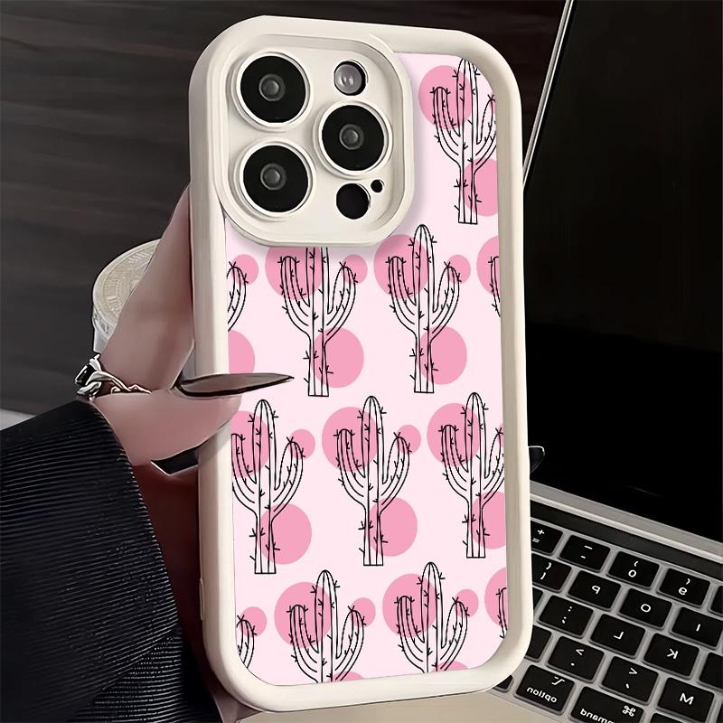Phone Case for iPhone 17 Air 16E 15 16 Pro Max Cactus Pattern Cover 14 Plus 13 12 Mini Soft Shell Silicone Fundas