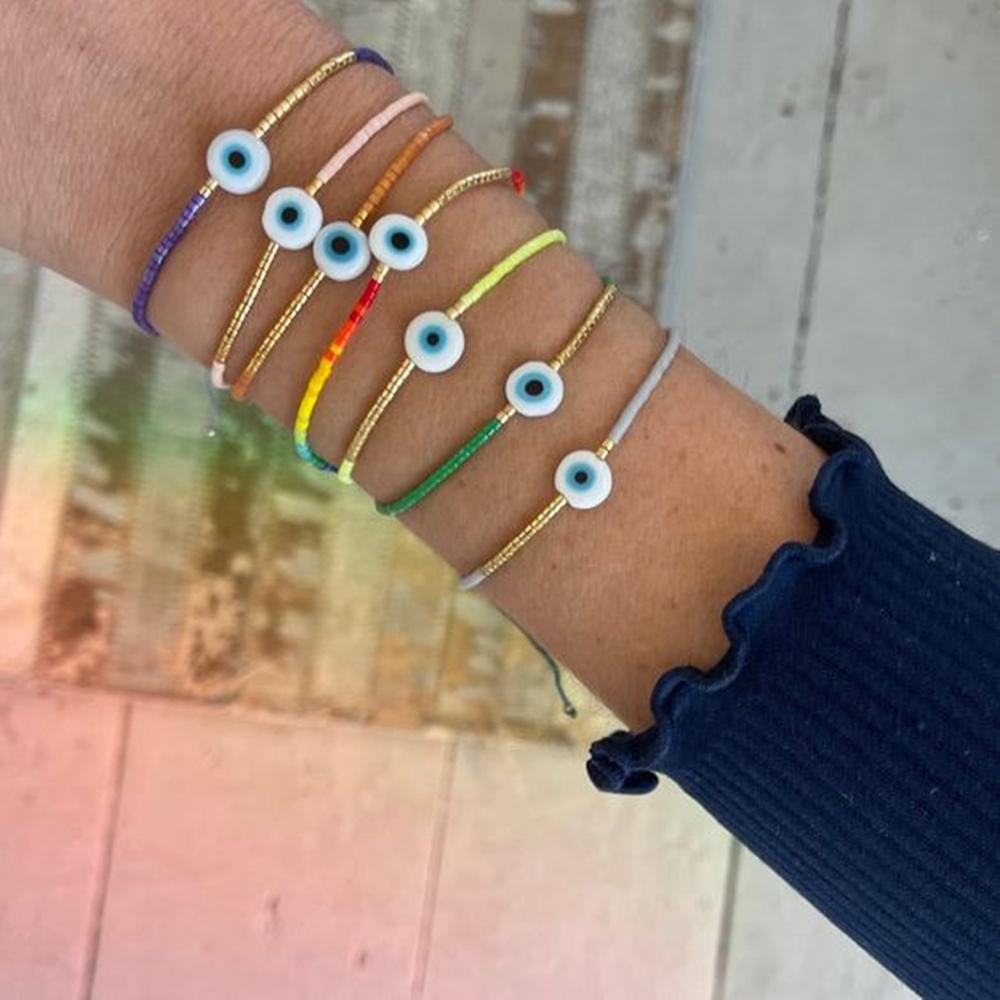 Vlen Women's Turkish Evil Eye Bracelet for Good Luck & Positive Energy Miyuki Beads Jewelry Gift Protection Pulseras