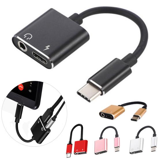 2 in 1 3.5mm Headphone Jack Type C Charge AUX Audio Adapter Converter Cable