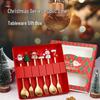 Christmas Cartoon Cutlery Set: Forks, Spoons, and Gift Box Featuring Cute Reindeer and Tree Designs.