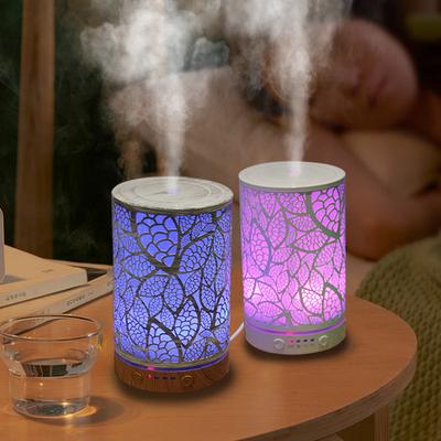 Diffuseur d'arôme Parfum d'ambiance Huile essentielle Humidificateur Feuille Appareils électroménagers intelligents Générateur de brouillard Décor de pièce coloré avec lumières LED