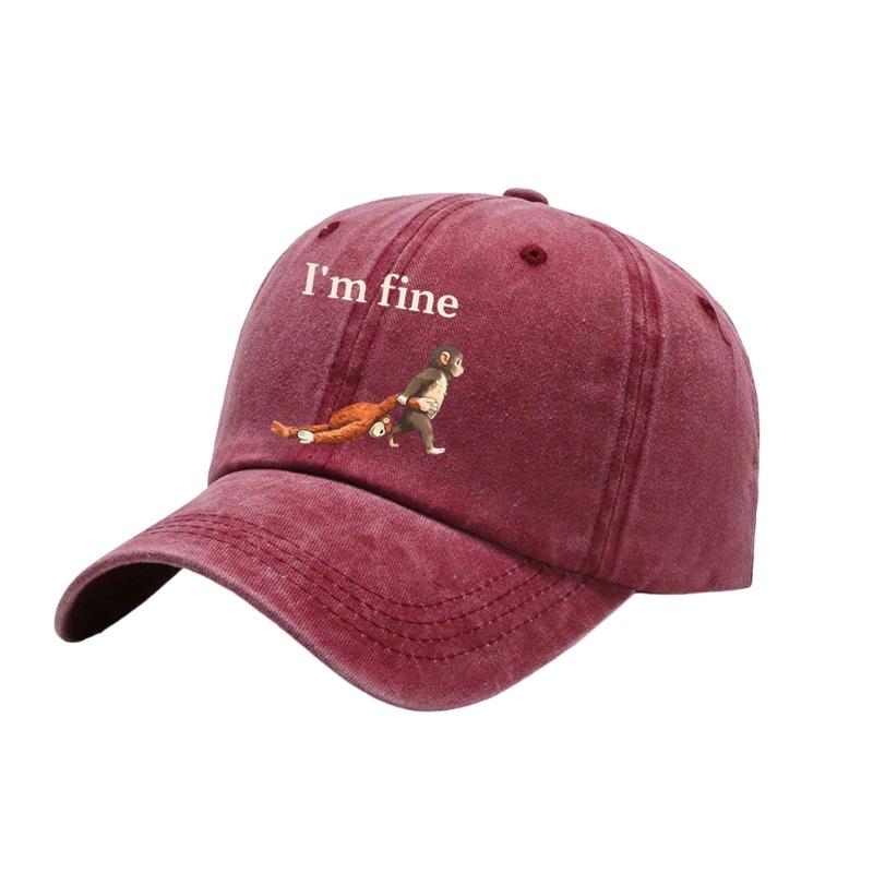 Punch Monkey Print Baseball Cap For Men And Women Unisex Adjustable Wash Cotton Sun Hat With Cartoon Pattern Daily Wear