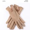 Thick Winter Suede Gloves Soft Women Cycling Mittens Gift Pu Leather Gloves  Autumn