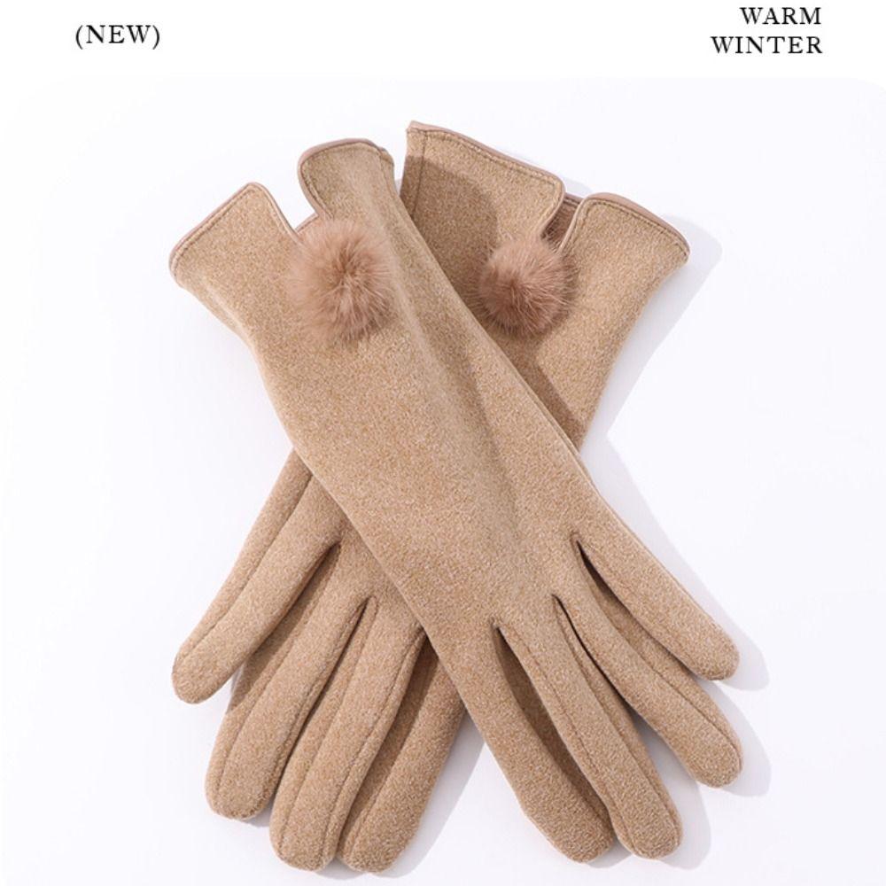 Thick Winter Suede Gloves Soft Women Cycling Mittens Gift Pu Leather Gloves  Autumn